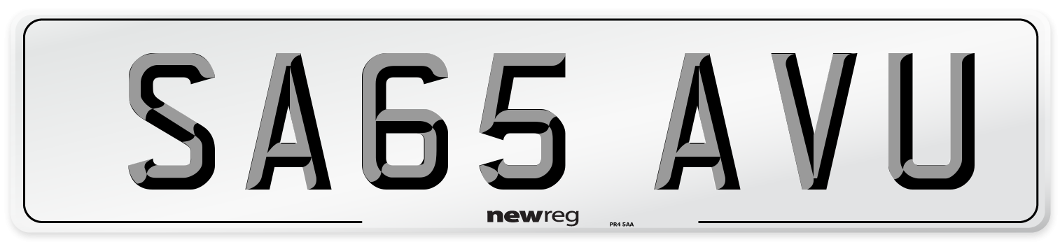 SA65 AVU Number Plate from New Reg